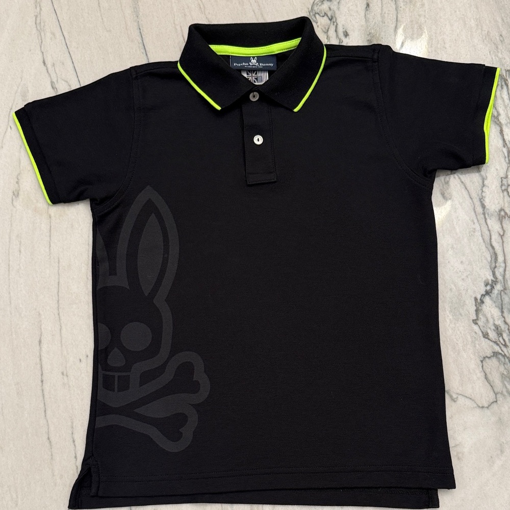 Psycho Bunny Black Polo with Neon Trim